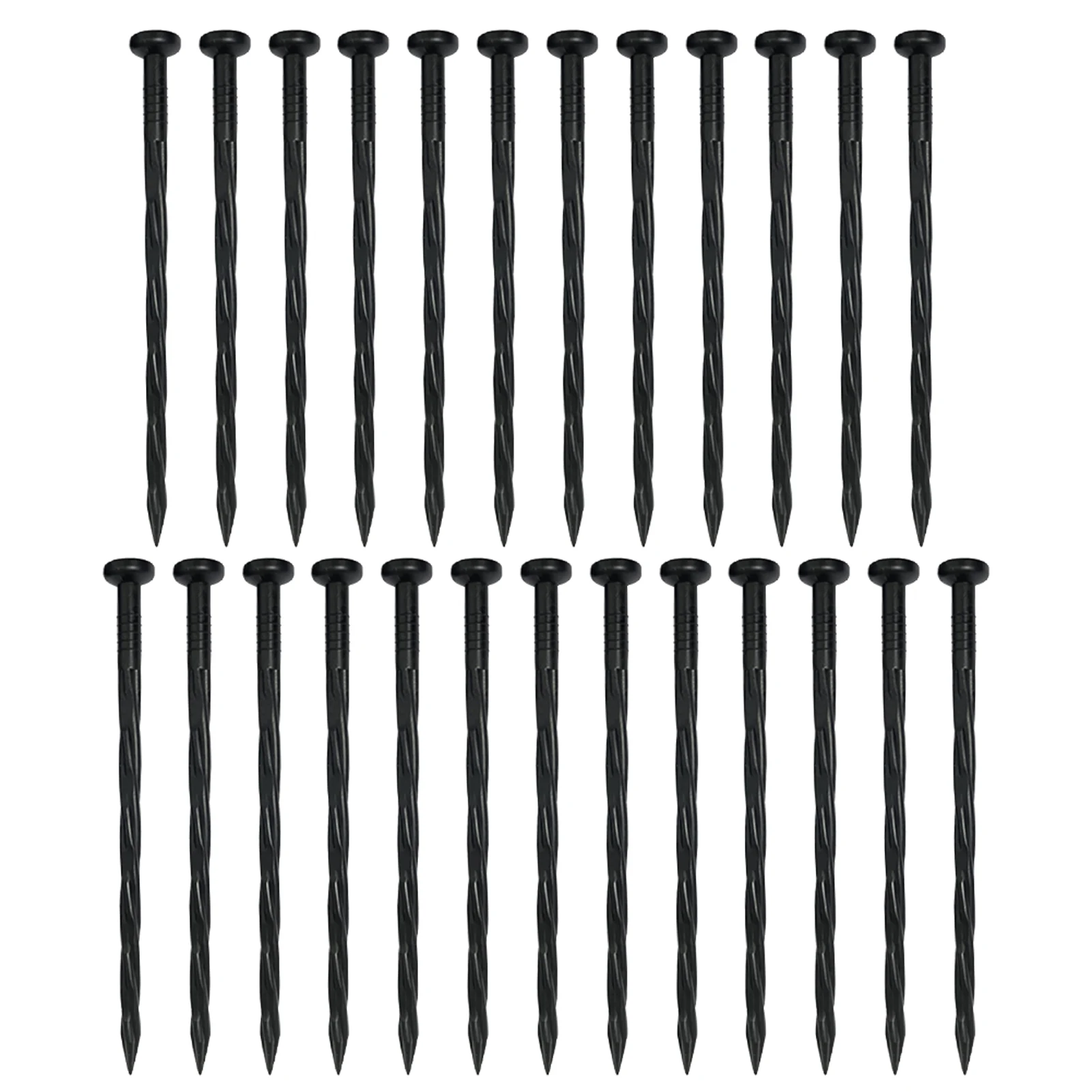 

25pcs Black Paver Garden Anchor Stakes Ground Nail Lawn Edging Nails Spiral Plastic Landscape Tent Fixing Universal Grass Patio