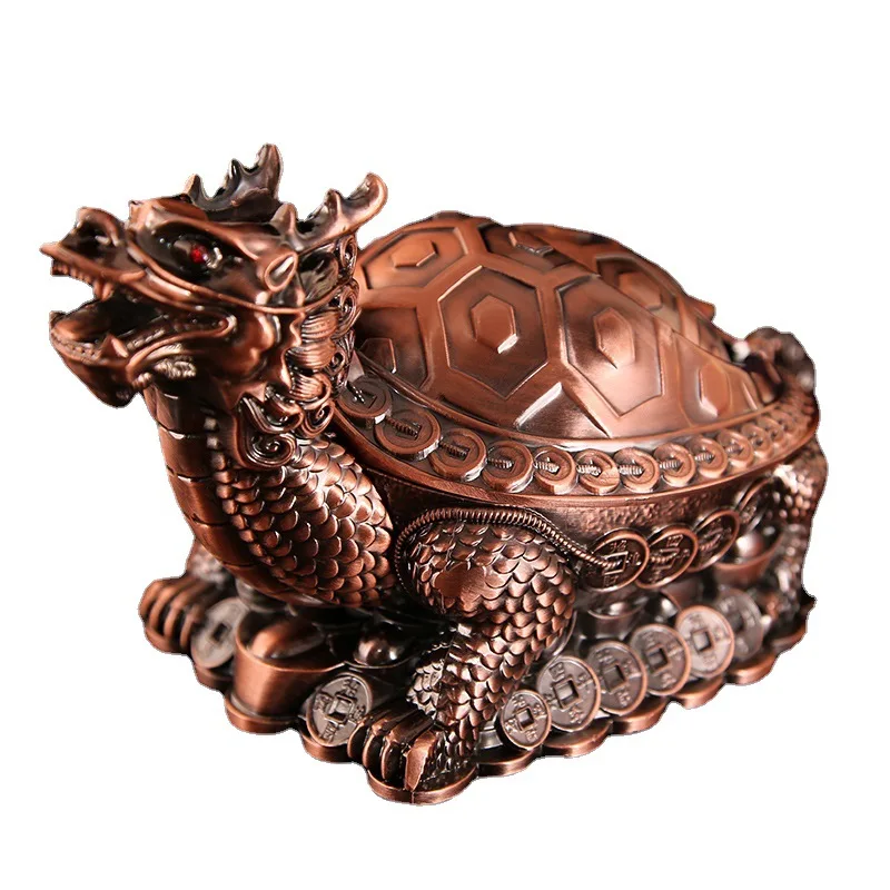 European Retro Dragon Turtle Ashtray Creative Trend Spherical With Cover Metal Ashtray Multi Functional Office Home Decoration 6
