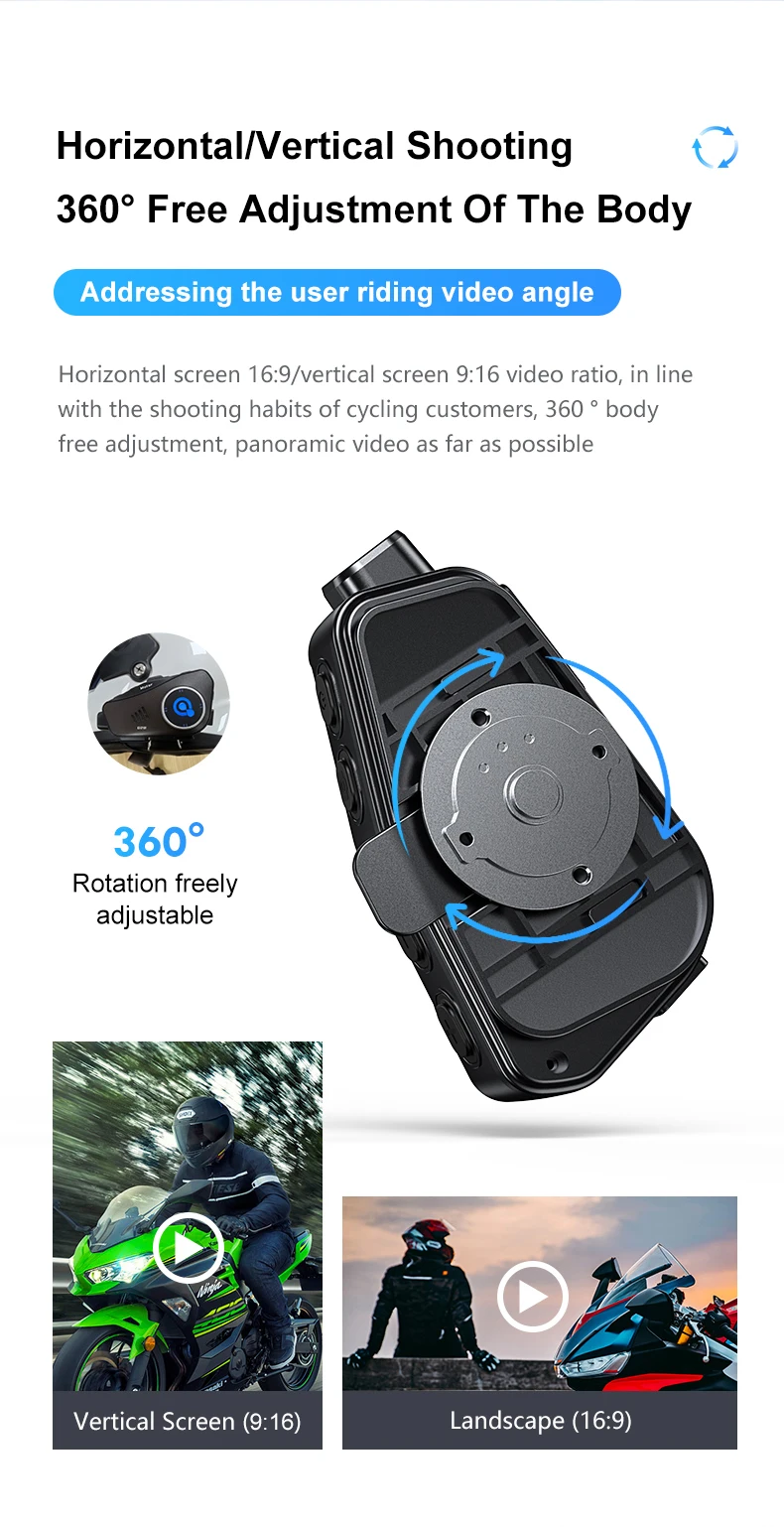 Kebedumei Motorcycle Helmet Headset 1080P Video Dashcam Wifi Camera Recorder DVR