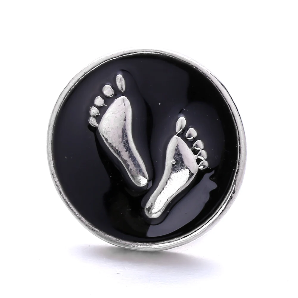 20pcs Black Metal Dog Footprint 18mm Snap Buttons Fit Snaps Bracelet Necklace Charms jewelry