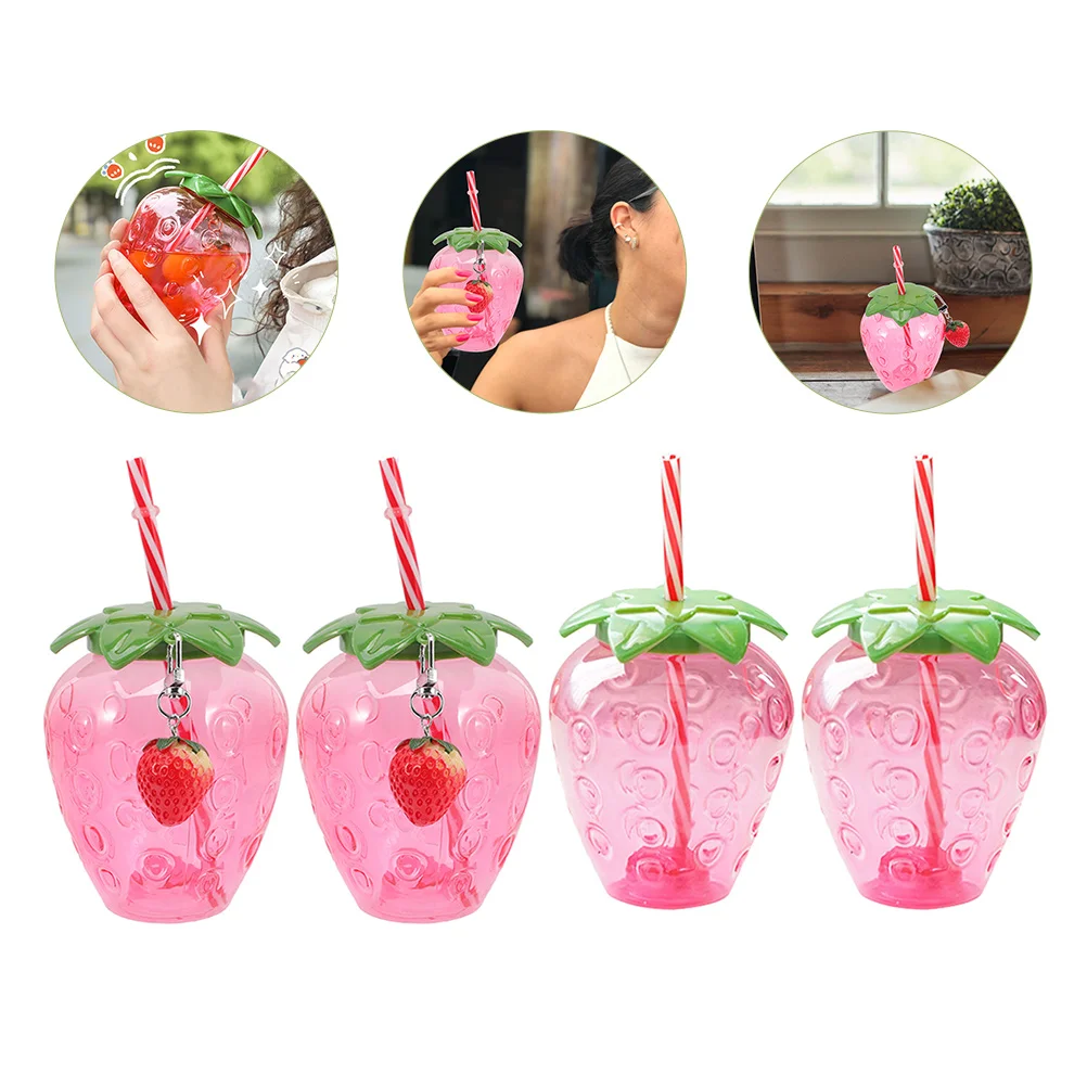 

Girls Fruit Straw Cups Adorable Strawberry Cups Fashion Drinking Cups Water Bottle Kitchen Accessories