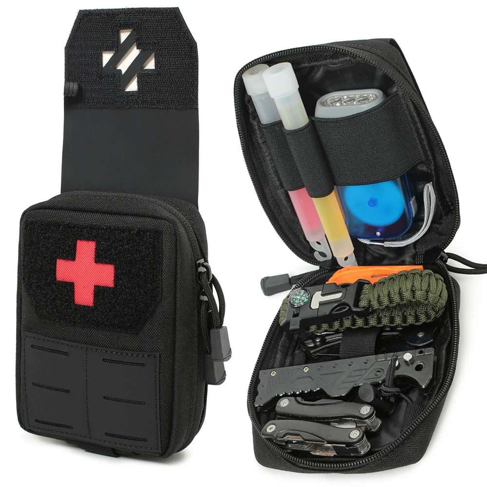 Molle First Aid Pouch Empty Medical Bag IFAK Tactical Rip-Away Pouches Small Bug Out Bags Trauma Medical Bag D-ring Clip Locking 2