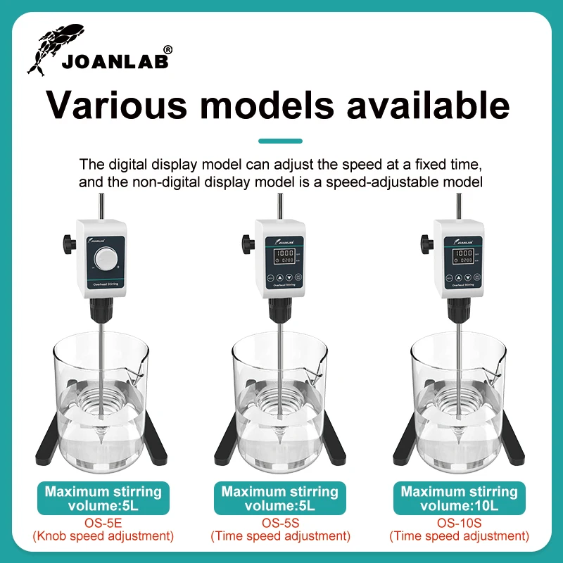 JOANLAB Overhead Stirrer Digital Display Electric Mixer Stirrer Laboratory Adjustable Height 5/10L 1200rpm 110/220V electric stirrer