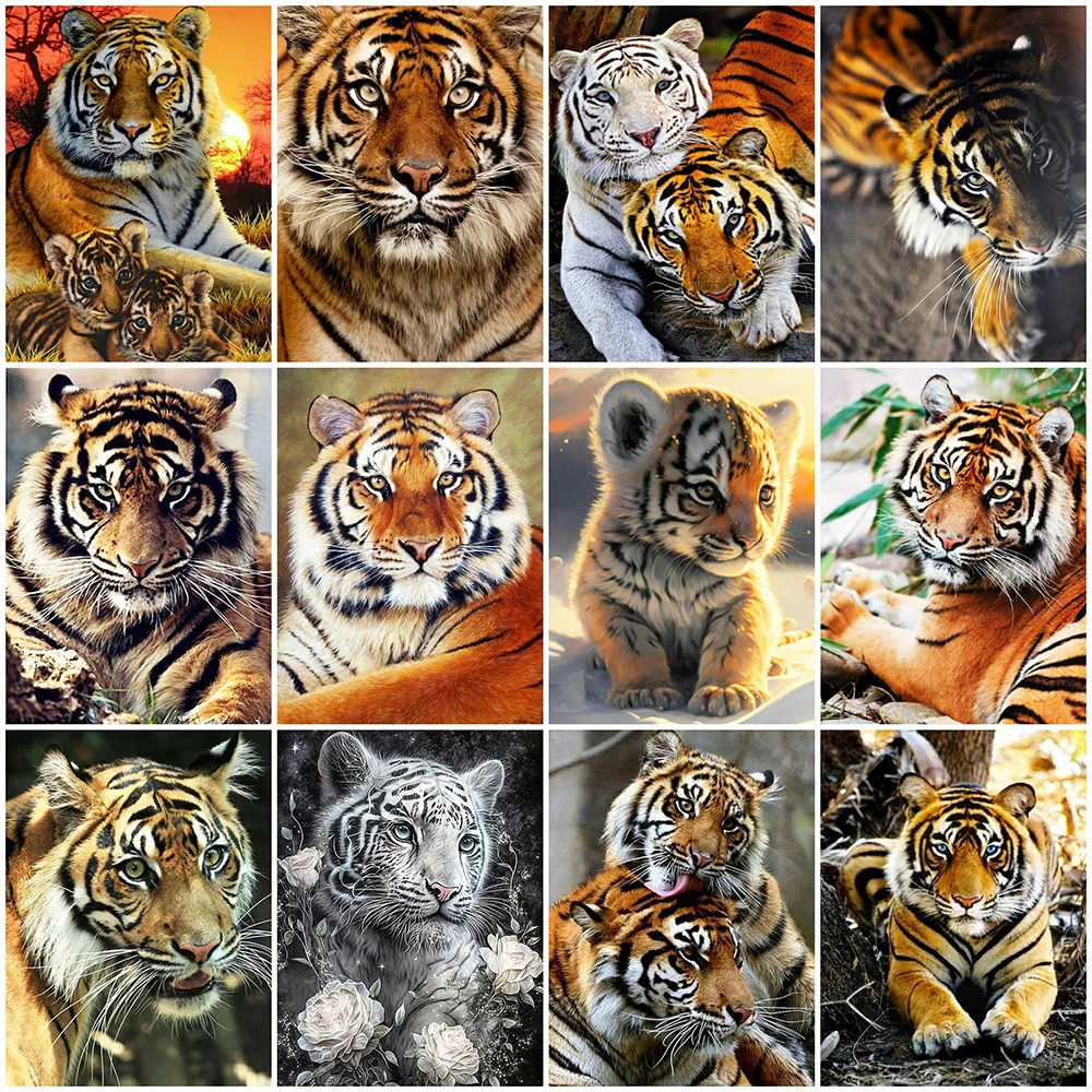 5D DIY Diamond Painting Tiger Full Square Diamond Embroidery Animals Rhinestone Picture Mosaic Home Decor Gift Diamond Painting