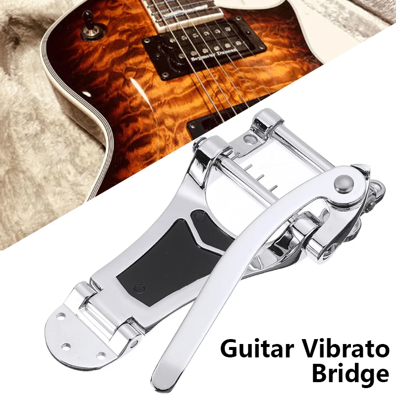 Prata Cromo Tremolo Vibrato Tailpiece Ponte Peças de Guitarra Elétrica Corpo Oco para Les Paul Guitarra Instrumentos Musicais Ferramentas
