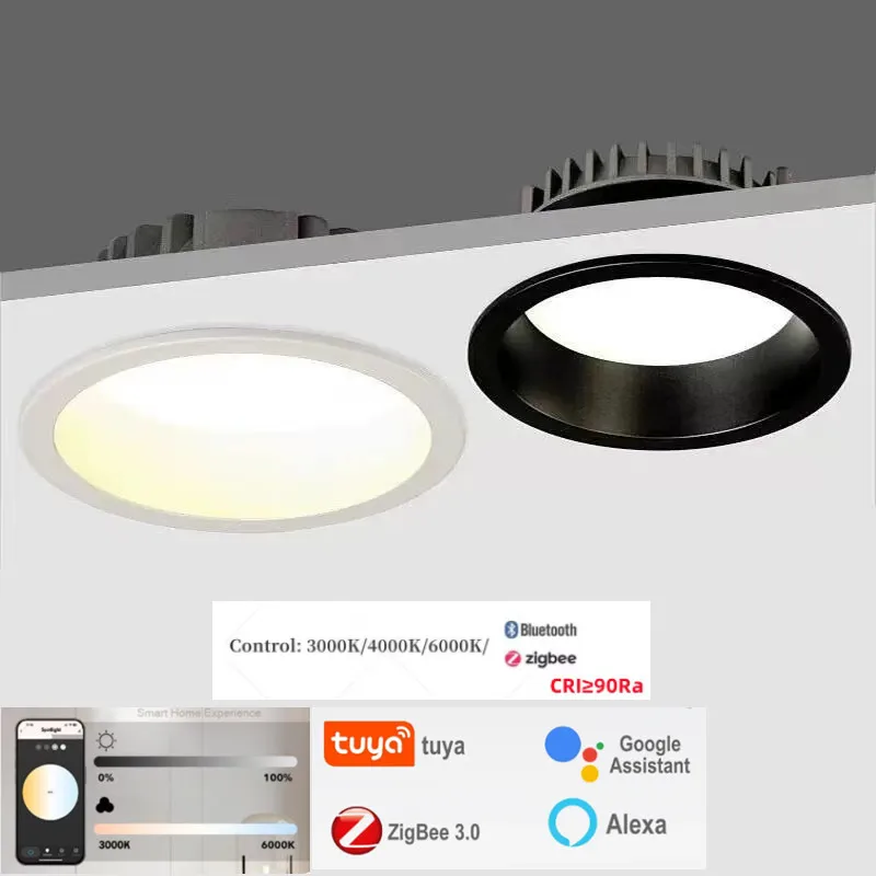 Zigbee 3.0 embedded LED tube light anti glare black and white ceiling light bedroom kitchen AC110V 220V home living room bedroom ceiling lamps