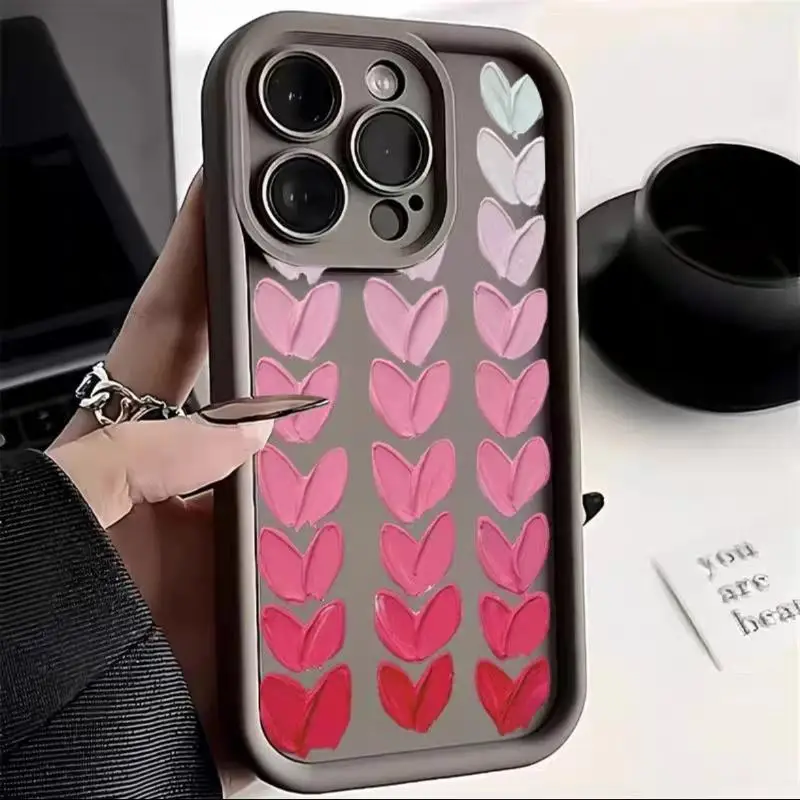 Colorful Love Heart Silicone Shockproof Case for Motorola Edge 50 Fusion