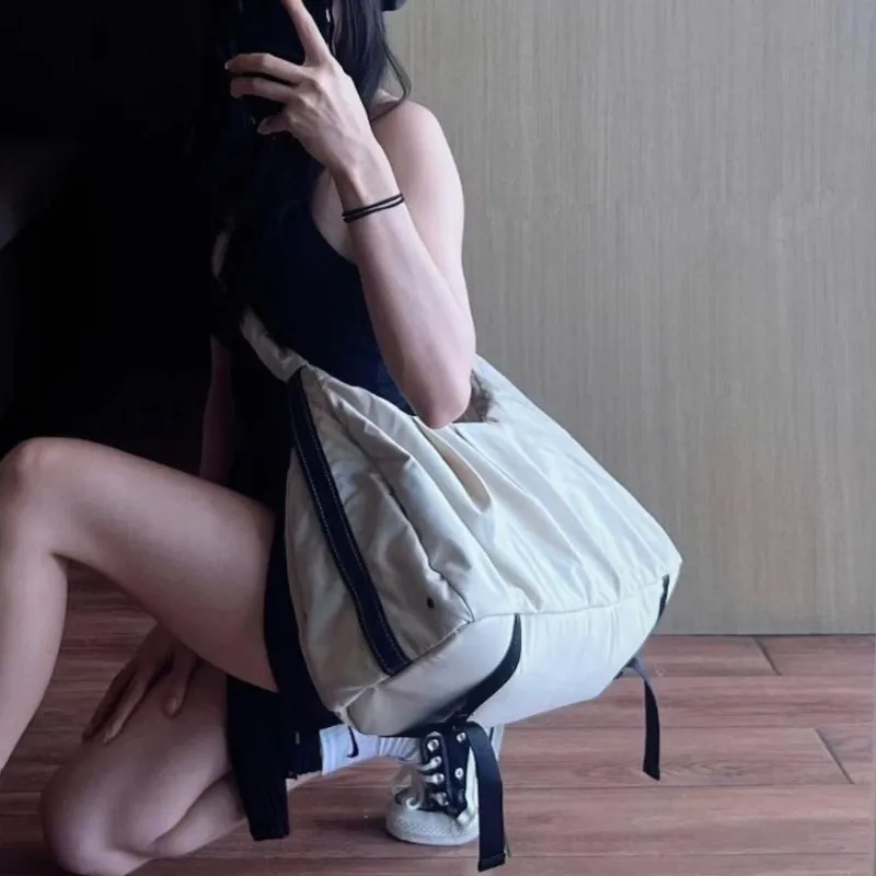 JIAERDI Beige Large Capacity Sle Tote Bag Women Lightweight Sporty Gym Bag Ladies Outdoor Short Trip Casual Shoulder Bags 2025