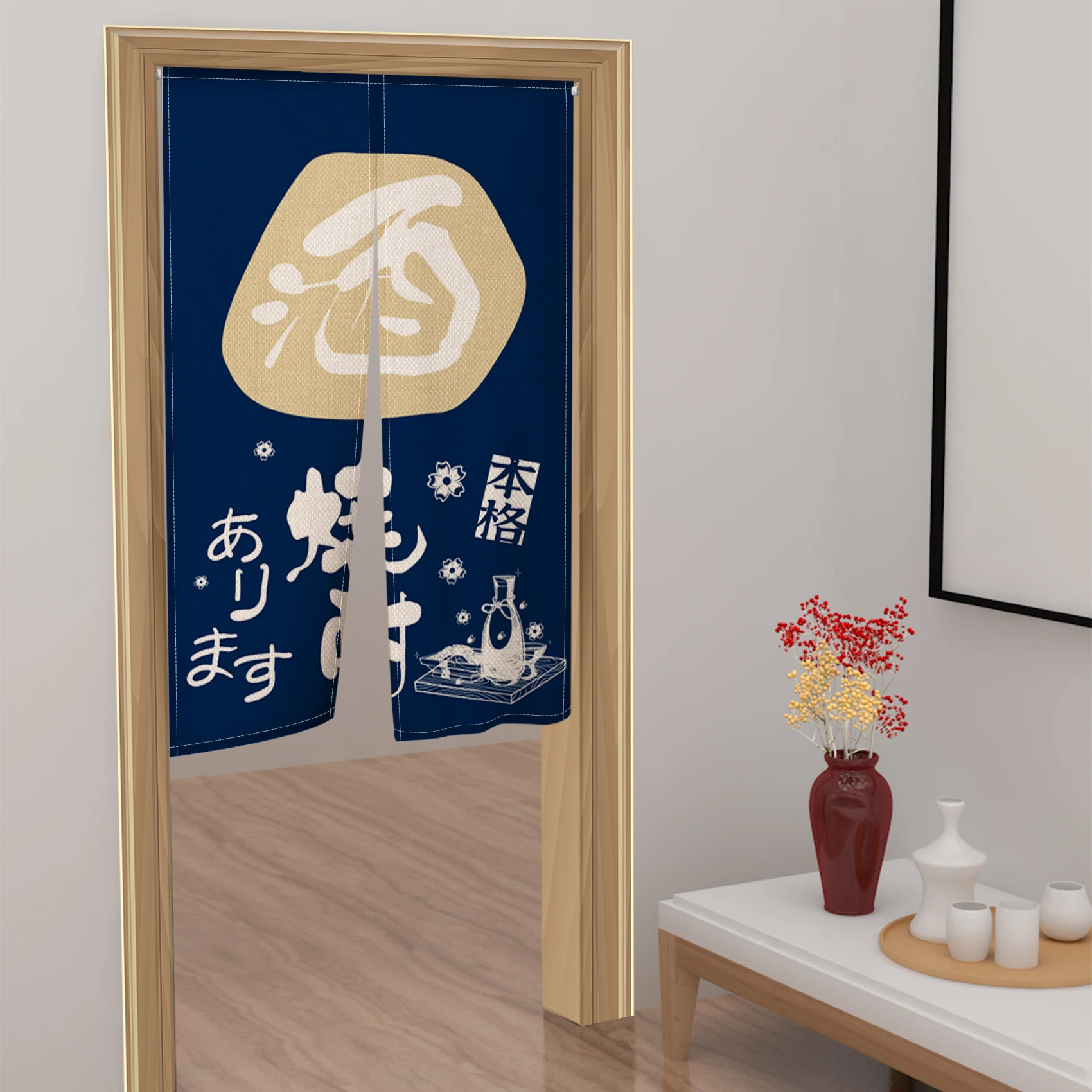 Japanese 3D Printing Door Curtain Partition Kitchen Doorway Restaurant Decor Noren Washable Half-Curtain for Living Room decor curtains