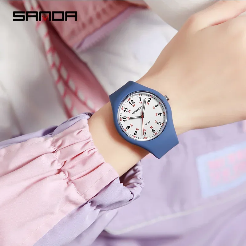 SANDA 3253 Cute Cartoon Quartz Watch Kids Watches Women Boys Girl Fashion Ladies Silicone Children's Watch Girl Gifts Relogios