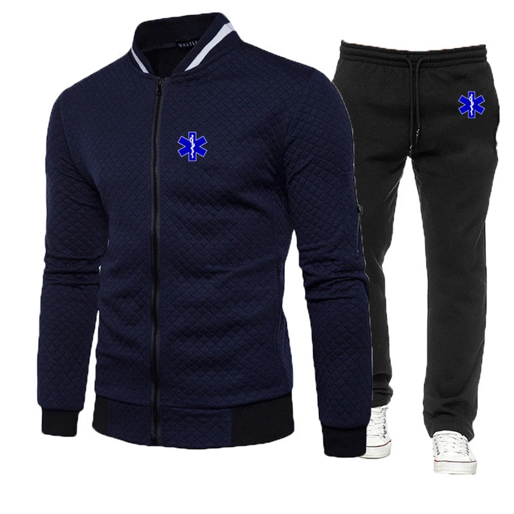 EMT Emergency Ambulance 2023 Men's new casual sportswear hoodie and trousers 2-piece zipper sweatshirt sportswear suit