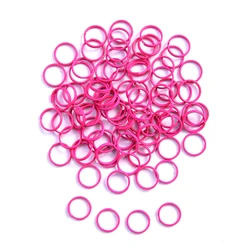 100pcs Colorful Painted Iron Rings for DIY Accessories and Keychains (Rose red)