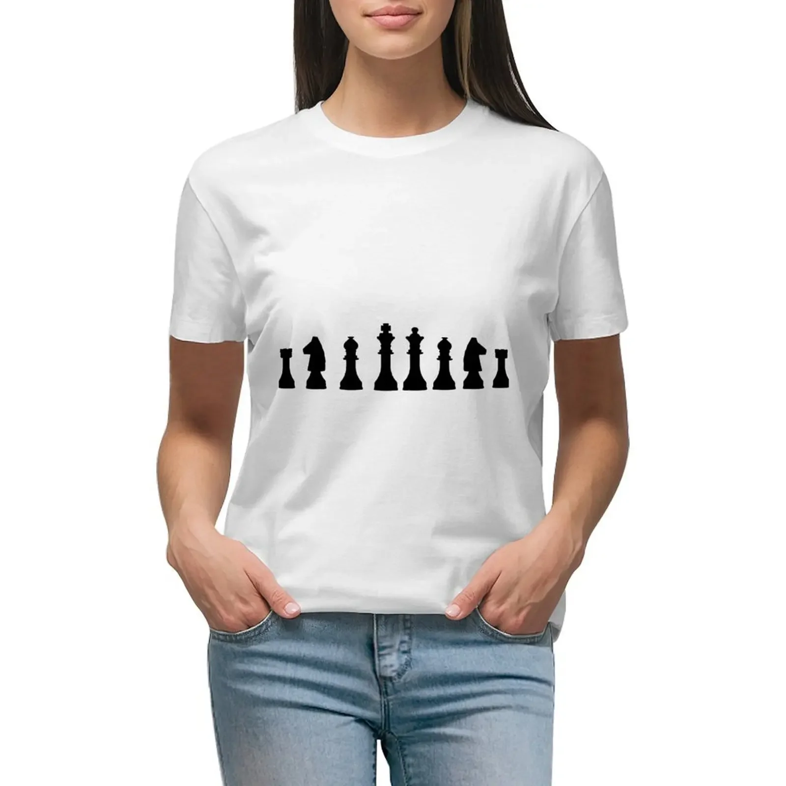

All the Pieces: A Complete Chess Set Design T-shirt oversized summer clothes t shirt for Women
