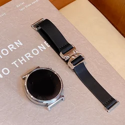 Luxury Horn Button Leather Strap for Women - Elegant Wrist Bracelet (Black)