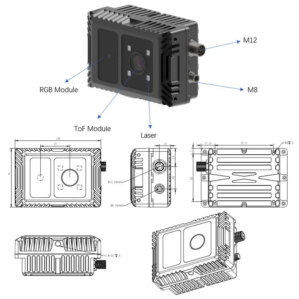 CS40pro 10m 3D True Sense Depth Camera ToF Solid State Lidar Sensor Supports AI Recognition Function Outdoor Anti Strong Light 3