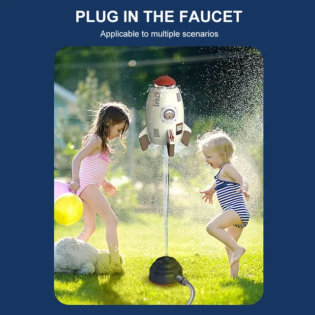 Víz Sugárhajtású Rakéta Hajtóerő Kültéri Víznyomás -Szabályozó Kócos Sprinkler Forgó Repülõ Splash Játék Nyári Gyerekeknek - Image 3