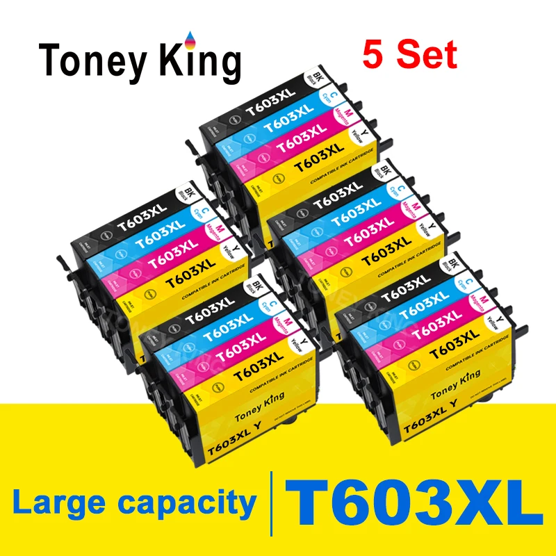 Cartuccia D'Inchiostro Toney King 603Xl Per Epson Workforce Wf-2810 Wf-2830 Wf-2835 Wf-2850 Expression Home 2100 2105 3100 3105 4100