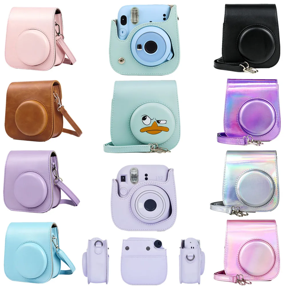 For Fujifilm Instax Mini 11/9/8 Camera Shell Instant Camera Protect Case PU Retro Bag Scratchproof Soft Bags With Shoulder Strap