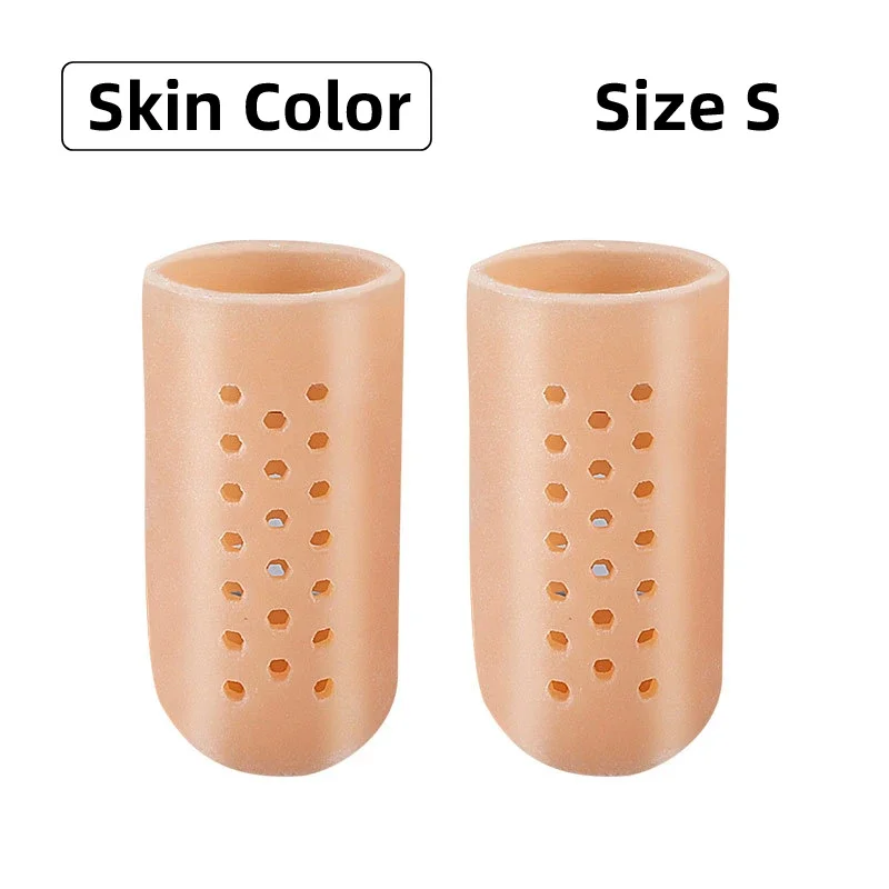 RHBJ 2Pcs Beige Toe Protector Silicone Gel Cover Cap Pain Relief Preventing Blisters Corns Nail Tools Foot Care Toe Separators