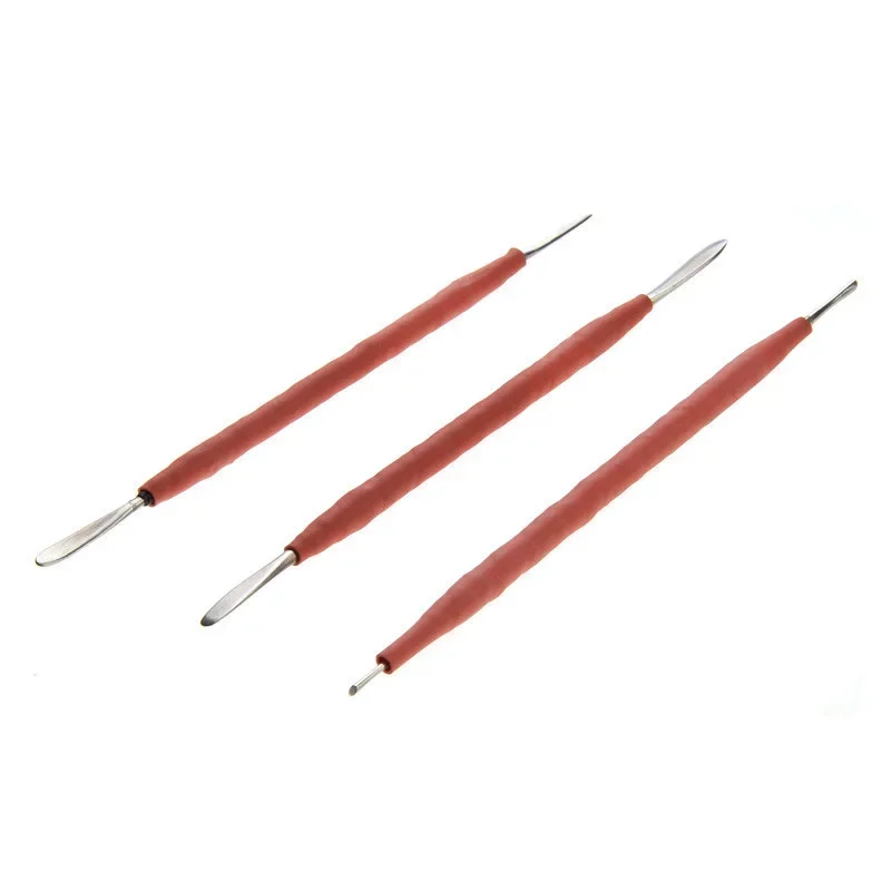 Pottery Tools Clay Tools 3Pcs Art Sculptures Clay Tools Double Heads Steel Pottery Clay Sculpture Tools Polymer Mixed Color