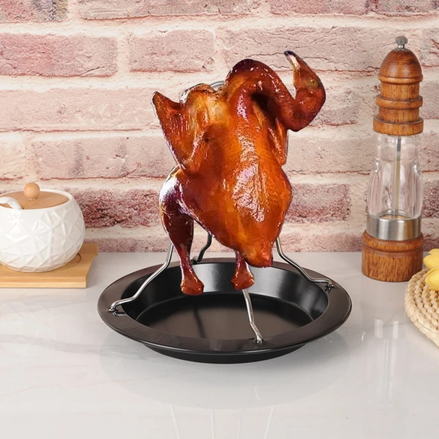 Rozsdamentes Acél Függőleges Csirke Pörkölt Állvány Tál Ón-Tapadás Nélküli Főző Szerszámokkal Sütő Serpenyő Grillezés - Image 3