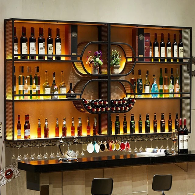 Soporte de Whisky negro, estante de Vino, exhibición de cocina, tienda de  licor, estante de Vino, pared Industrial, despensa Vertical, Botellero,  decoración de Vino - AliExpress