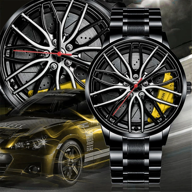 Fashion Mens Luxury Watches Sports Car Watches Sport Rim Hub Wheel Wristwatch Car Quartz Men's Watches Creative Watch 5