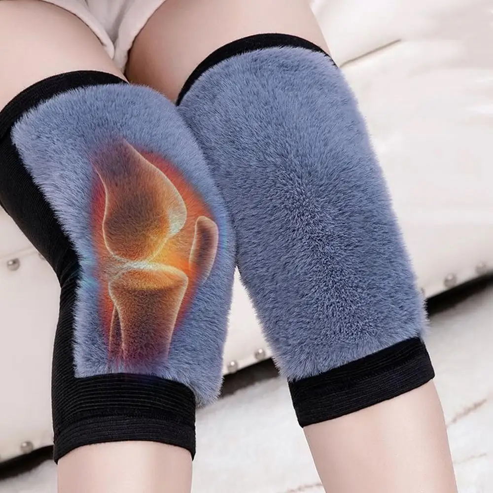 1 Pair Winter Warm Knee Pads Rabbit Fur Leg Warmers Women Men Cold Leg Arthritis Kneepad Sports Cycling Skiiing Leg Protector
