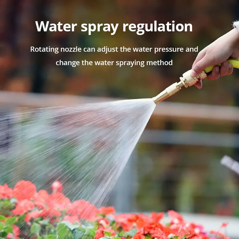 Garden Brass Adjustable Spray Gun Hose Nozzle High Pressure Straight