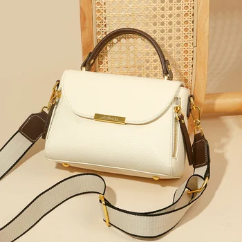 Genuine Leather Bag Women Shoulder Soft Cowhide Handbag Simple Buckle Crossbody s Casual Messenger s Best Gift