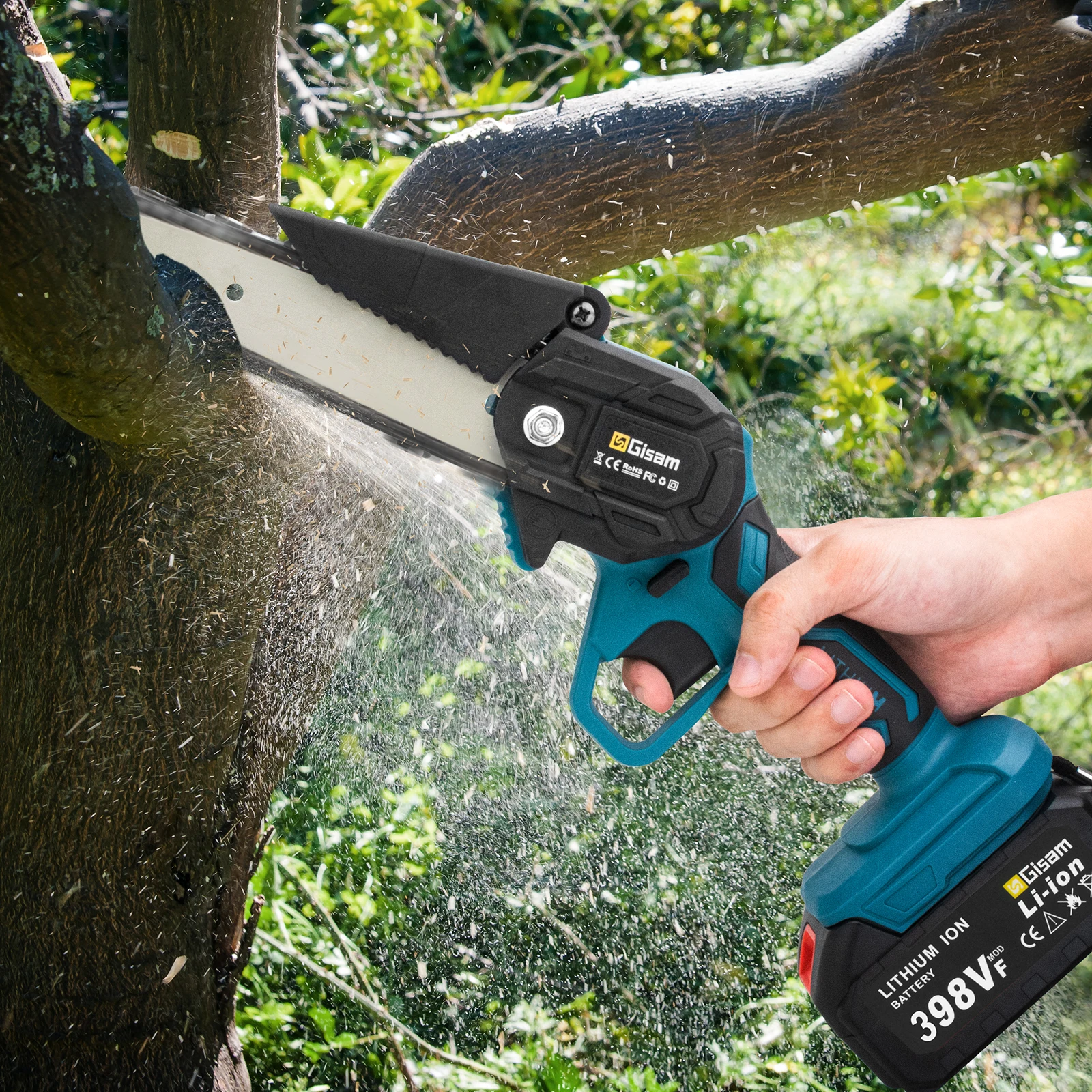 Gisam 6 Inch Chain Saw Cordless Electric Saw Handheld Garden Logging Chainsaw Wood Cutting Power Tools for Makita 18V Battery 4
