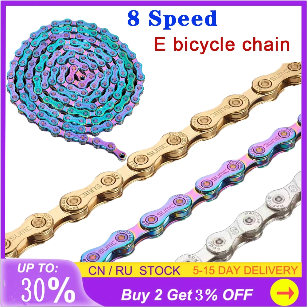New Ebike Chain 8 Speeds Electric Sport Bicycle Chains 136 Links Anti