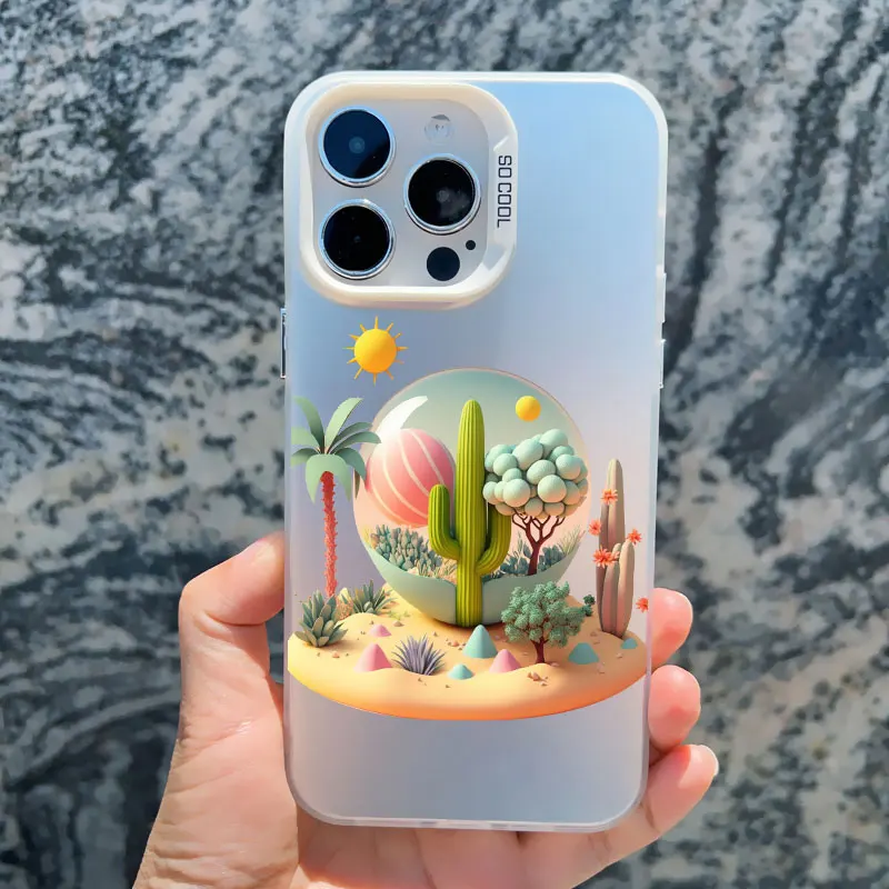 2D-Druck Landschafts-Handyhülle für iPhone 17 Pro Max 13 12 Mini 11 Pro Max 15 14 16 Pro Max Plus Kreative Berg-Laser-Abdeckung – Detail 7