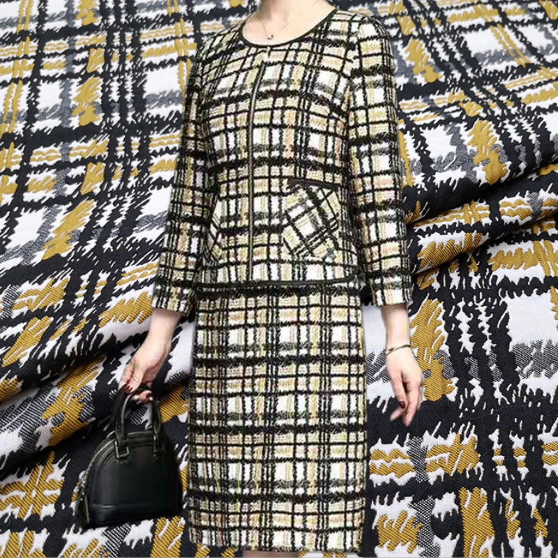 

Luxury Branded Yarn-dyed Plaid Jacquard Fabric for Dress Fashion Soft Women Coat Suit Sew Material Fabrica Per Meter
