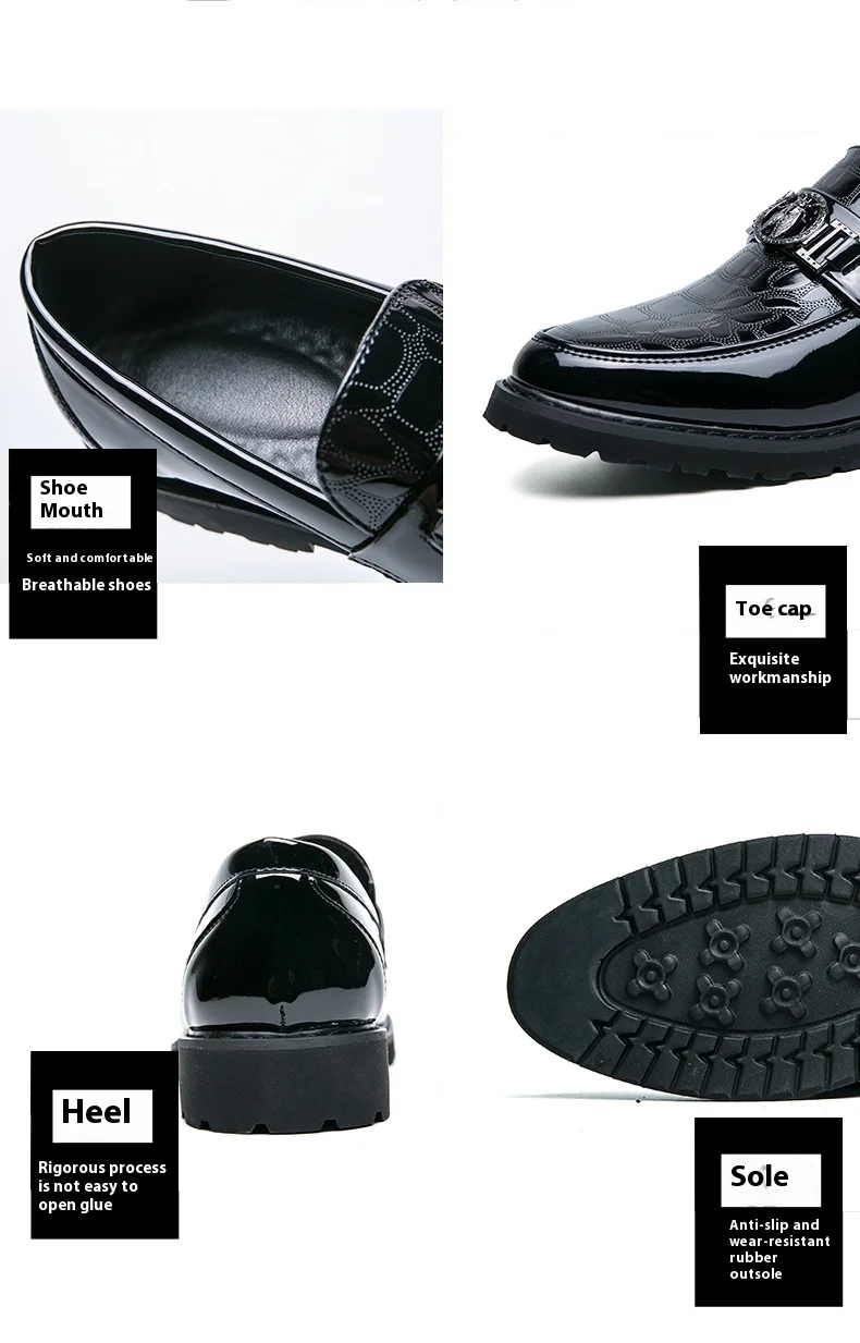 Men's Genuine Leather Formal Shallow Shoes Overhead Leather Texture View