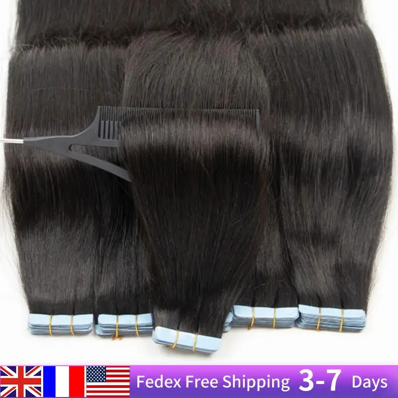 

MRS HAIR Silky Straight Tape in Human Hair Extensions Remy Skin Weft Tape Hair Extension 12-26 inch 20pcs/pack #1B Natural Black