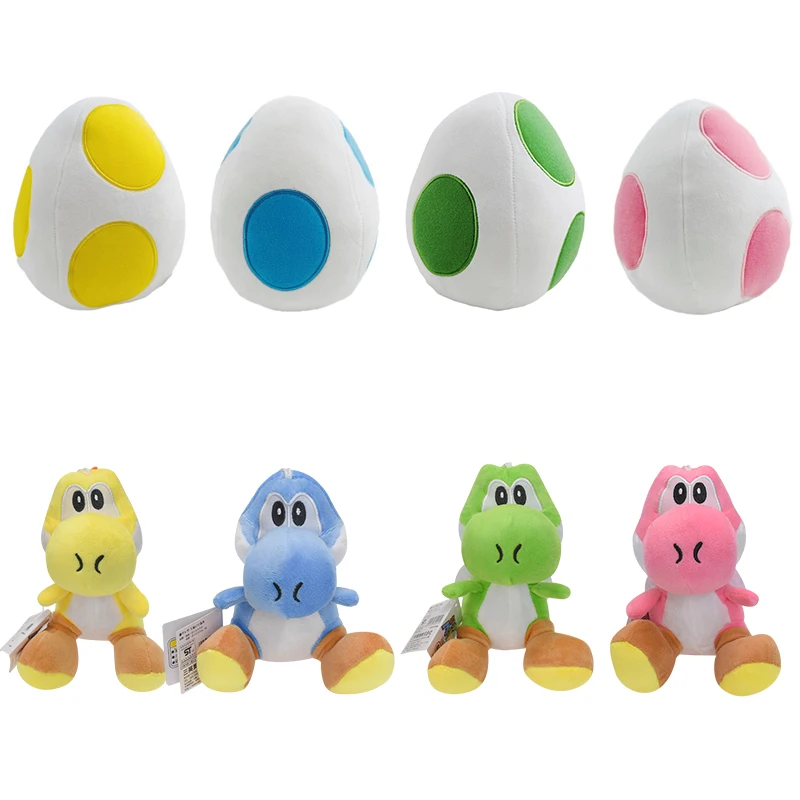 Yoshi Egg Super Mario Bros Plush Toys Blue Pink Green Yellow Egg Stuffed Doll Birthday Christmas Gifts For Kids 14 styles bowser evolutionary form super mario bros plush toy fury bowser jr meowser king k rool classic game doll for gift