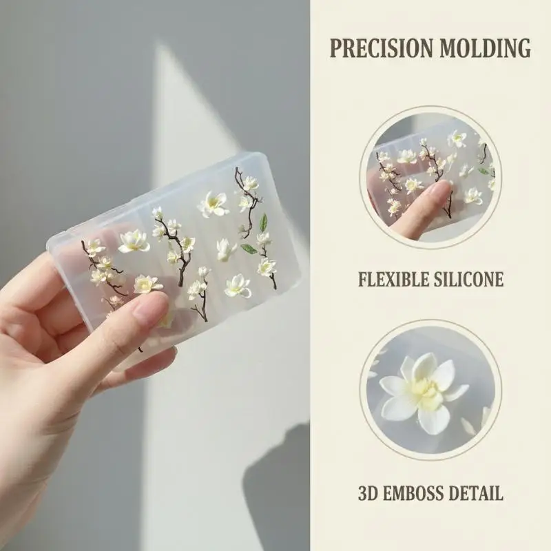 3D 목련 꽃 네일 몰드 DIY 실리콘 네일 도구 꽃잎 네일 디자인 몰드 네일 아트 조각 템플릿 매니큐어 디자인
