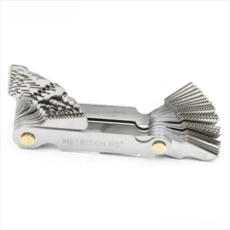 Stainless Steel Pitch Scale Measuring Tool 40Blades High Precision Metric 60 and Imperial 55 degree One Pcs thread gauge Samples