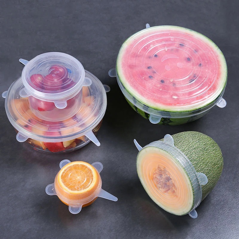6PCS Silicone stretch lids Universal silicone food wrap bowl pot lids cover pan cooking kitchen accessories supplies
