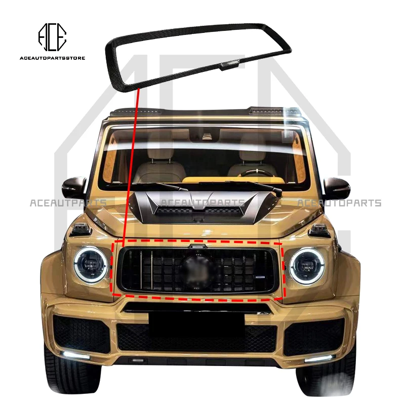 DryCarbonFiberFrontAirIntakeGrillCoverForMercedesBenzGClass