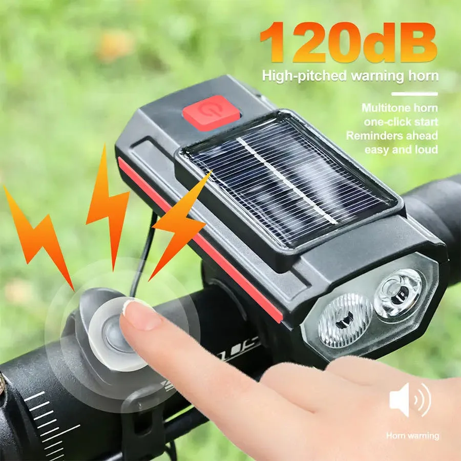 รูปสินค้า ไฟจักรยานพลังงานแสงอาทิตย์ ชาร์จ USB จอแสดงผล