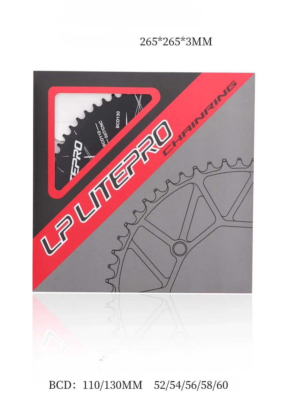 Chainring Black Oval Litepro Dual BCD 110 / 130mm Crown Folding Bike 52/54/56/58/60T Crankset Bicycle Chainwheel