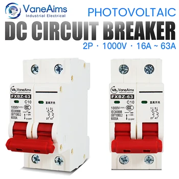 Interruttore solare 2P DC 1000V 6A 10A 20A 25A 32A 40A 50A 63A DC1000v PV MCB interruttore batteria su guida Din per sistema fotovoltaico