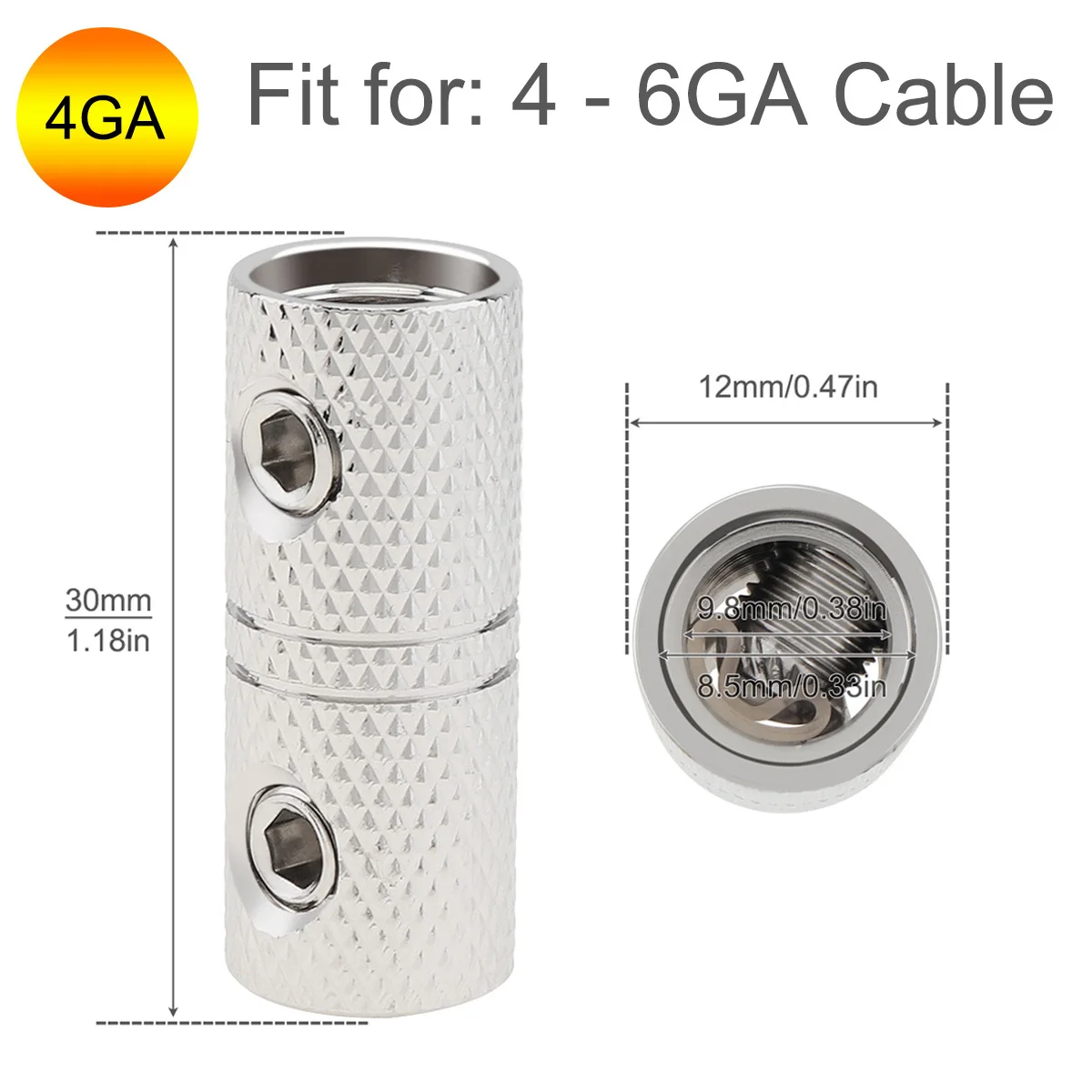 Car stereo automobile connector 1pcs 0/1 4 8 Gauge Wire Audio Car Brass Terminal Butt Connectors Car Stereo Power or Ground Wire Splice Coupler