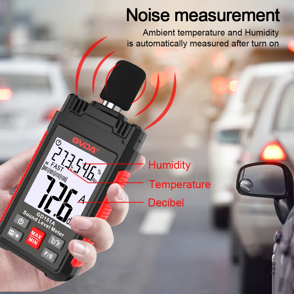 GVDA Digital Sound Level Meter Audio Level Meter Sonometro Sound Meter Decibelimetro 30-130dB Decibel Meter Portable Noise Meter 6