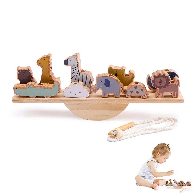 Animales Montessori Juguetes para niños pequeños de 2, 3, 4, 5, 6 años,  bloques de animales de madera, apilables, juguete de cumpleaños para niños  y