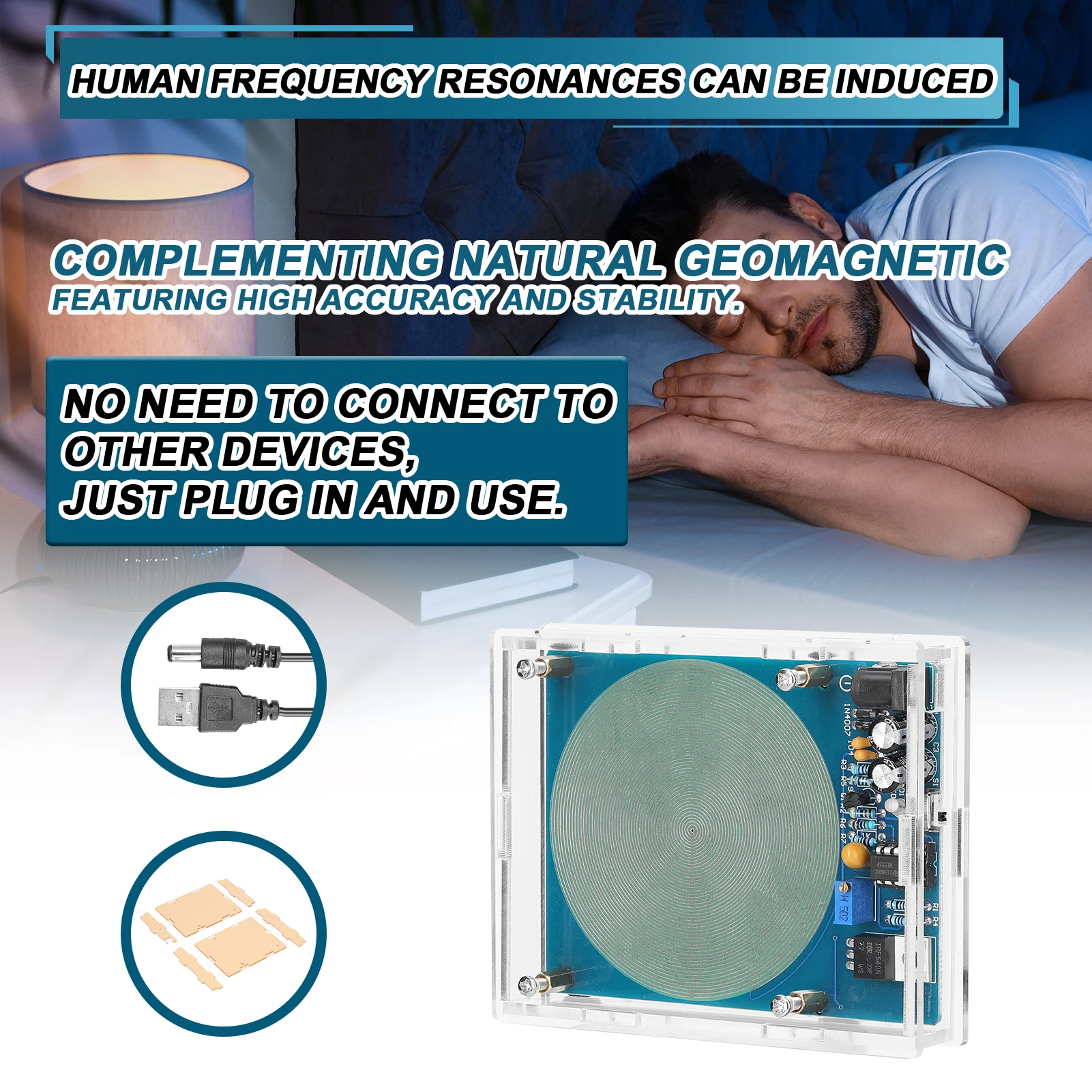 7.83Hz Schumann Waves Resonance Generator Ultralow Frequency Pulse Audio Resonator USB Interface Indicator Light ON OFF Function waves resonance generator signal generator signal generator kit