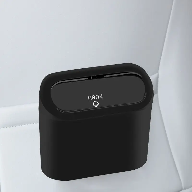 Auto-Mülleimer zum Aufhängen, quadratischer ABS-Abfalleimer, universeller Organizer für Fahrzeuge, Schwarz – Detail 4