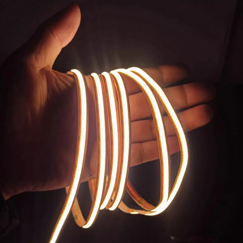 5m Free Cut COB LED Strip Light DC 12V 24V Flexible Tape 528LEDs/M 8mm PCB High Density Linear Lighting Warm Natural White